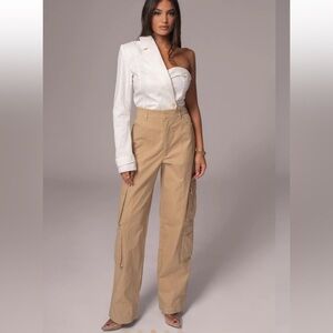 JLUXLABEL Tan Wide Leg Cargo Pants